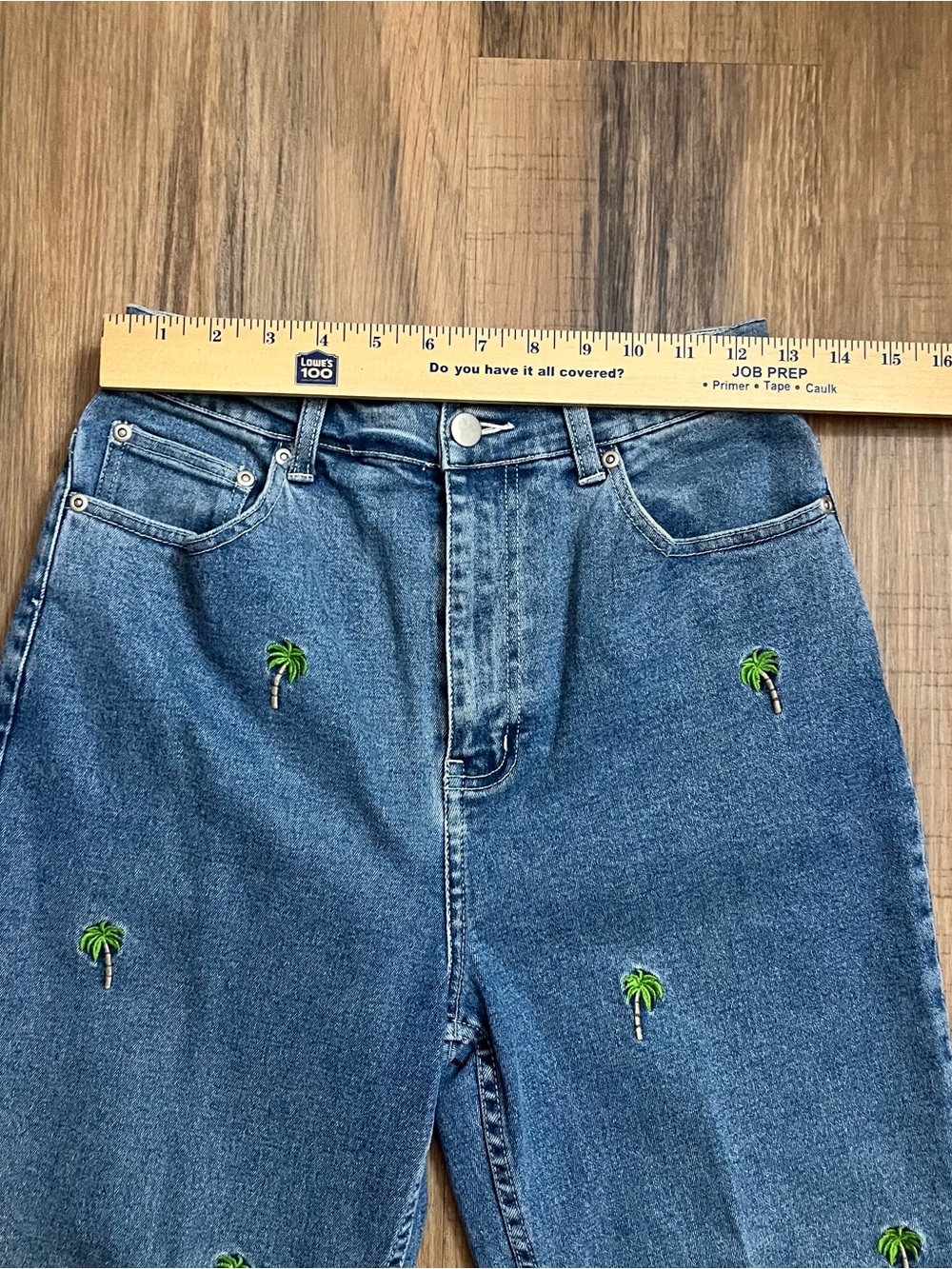 Vintage The Quacker Factory Embroidered Palm Tree Blue Jeans Womens Sz 8 Cropped - Picture 9 of 12